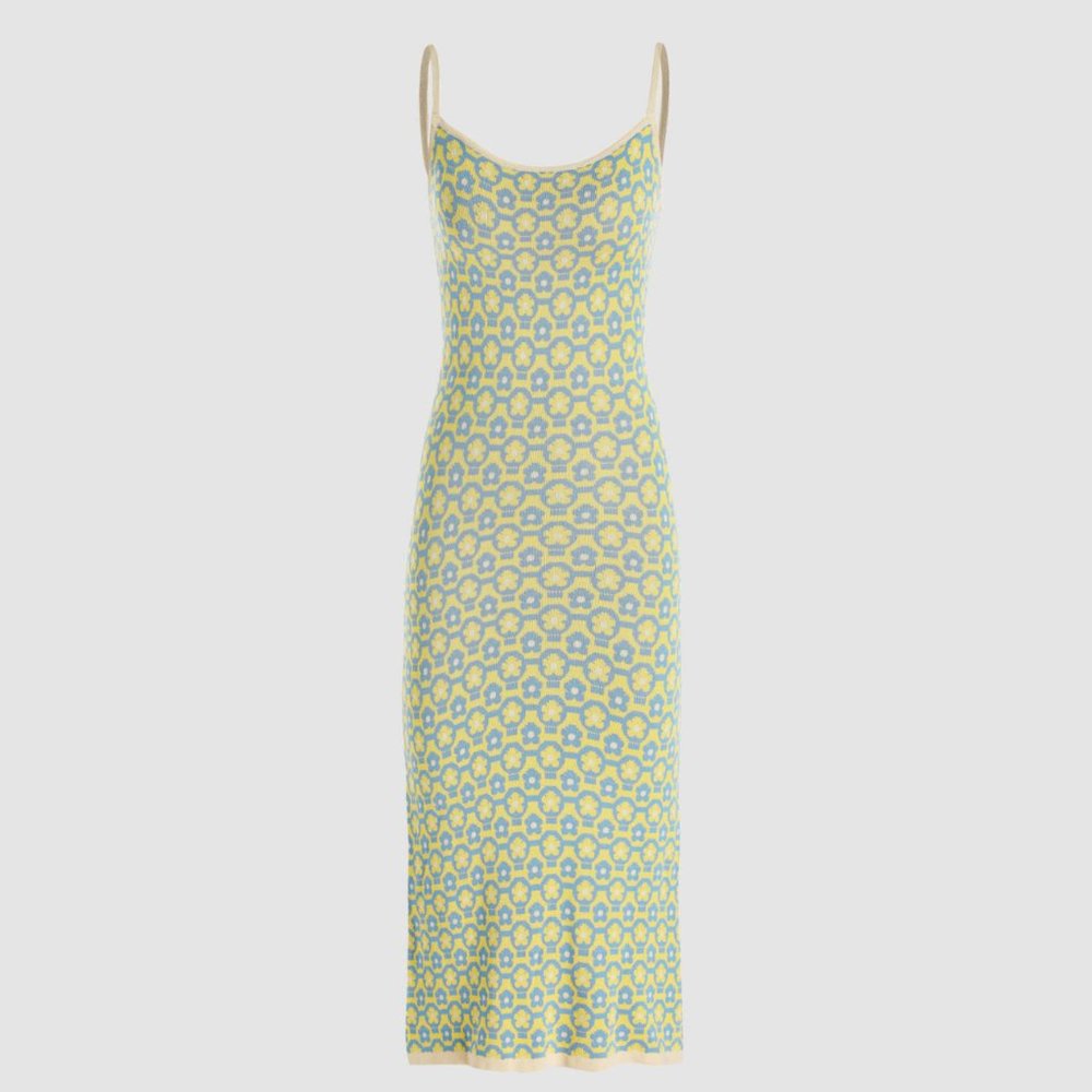 CIDER - All Over Print Backless Knit Dress - Large